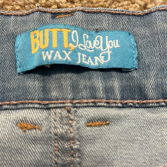 Wax BUTT I Love You light powder blue Skinny Distressed Leg Stretch Jeans size 7 - Picture 5 of 14
